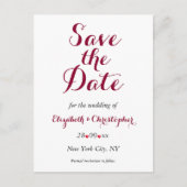 Carte Postale Simple Elegant Marsala Mariage blanc Enregistrer l (Devant)