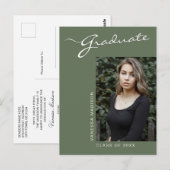 Carte Postale Simple élégant moderne | 1 Faire-part photo Grad (Devant / Derrière)