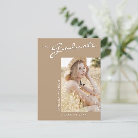 Carte Postale Simple élégant moderne | 1 Faire-part photo Grad (Debout devant)