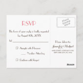 Carte Postale Simple Élégant Moderne Réponse de Mariage Blanc RS (Dos)