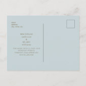 Carte Postale Simple & Élégant Monogramme Bleu Glacé Save the Da (Dos)