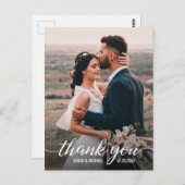 Carte Postale Simple Elegant Mood Script Photo Mariage Merci (Devant / Derrière)