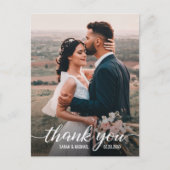 Carte Postale Simple Elegant Mood Script Photo Mariage Merci (Devant)