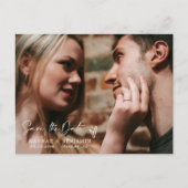 Carte Postale Simple Elegant Navy Enregistrer la date Code QR Ph (Devant)