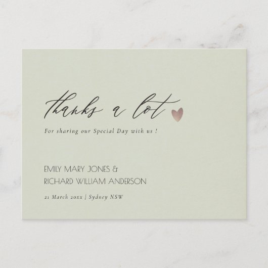 CARTE POSTALE SIMPLE ÉLÉGANT OR GRAY TYPOGRAPHIE MERCI (Devant)