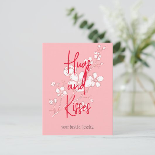 Carte Postale simple élégant rose valentine, Sweet for Friends (Debout devant)