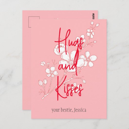 Carte Postale simple élégant rose valentine, Sweet for Friends (Devant / Derrière)