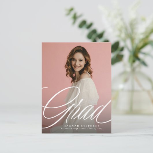 Carte Postale Simple élégant script grad un diplôme de photo (Debout devant)