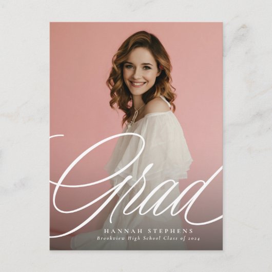 Carte Postale Simple élégant script grad un diplôme de photo (Devant)