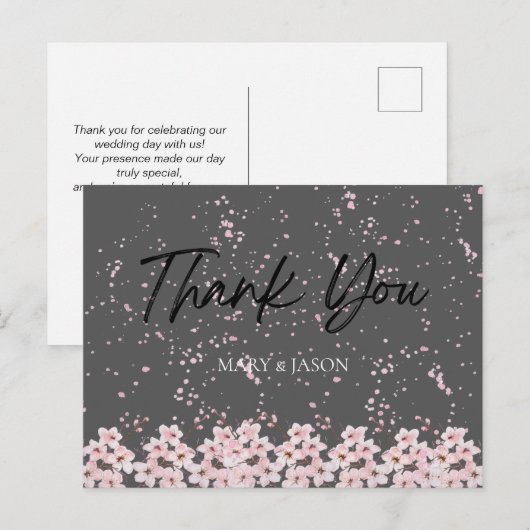 Carte Postale Simple Elegant Thank You Card (Devant / Derrière)
