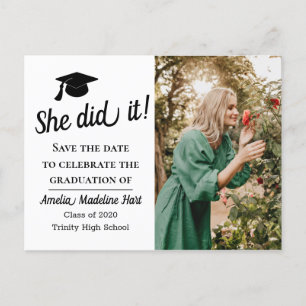 Carte Postale Simple   Elle L'A Fait Sauver La Date Graduate Pho