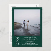 Carte Postale Simple Emerald Green Wedding Save the Date Photo (Devant / Derrière)