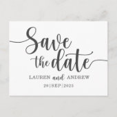 Carte Postale Simple Enregistrer la date Mariage noir et blanc (Devant)