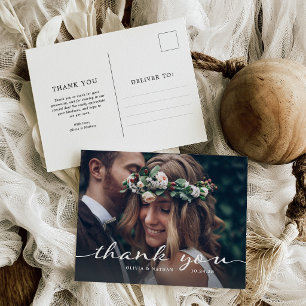 Carte Postale Simple et Élégant Mariage Photo Moderne