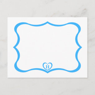 Carte postale simple et élégante monogramme #Blue