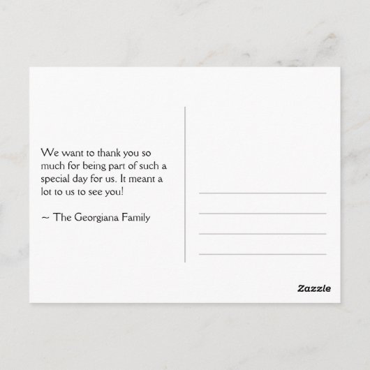 Carte postale simple et simple "MERCI" (Dos)