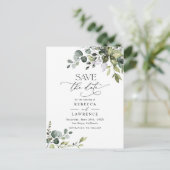 Carte Postale Simple Eucalyptus Green Wedding Enregistrer la dat (Debout devant)