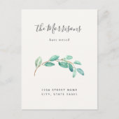 Carte Postale Simple Eucalyptus New Home Moving Faire-part (Devant)