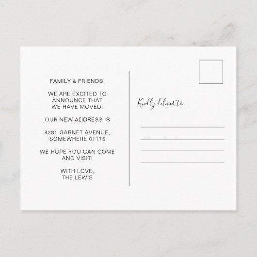 Carte postale simple Faire-part de déplacement (Dos)