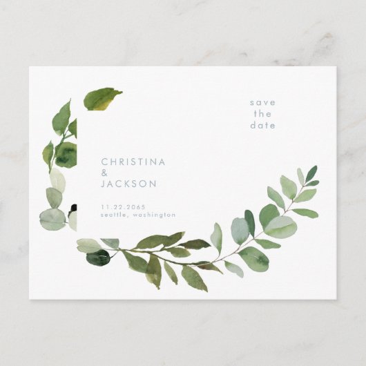 Carte Postale Simple Faire-Part de Mariage Eucalyptus (Devant)