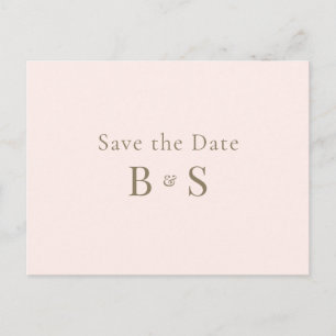 Carte Postale Simple faire part de mariage rose monogrammé or Sa