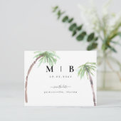 Carte Postale Simple Faire-Part de Mariage Tropical avec Initial (Debout devant)