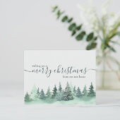 Carte Postale Simple Faire-part de vacances en forêt d'hiver (Debout devant)