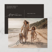 Carte Postale Simple Famille Dog Beach Photo Noël (Devant / Derrière)