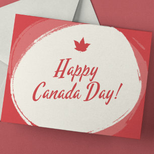 Carte Postale Simple Feuille d'érable minimaliste rouge et blanc