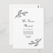 Carte Postale Simple Feuille noir et blanc Nous avons bougé (Devant / Derrière)