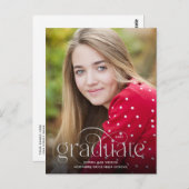 Carte Postale Simple Flourish Type Argent Photo Remise des diplô (Devant / Derrière)