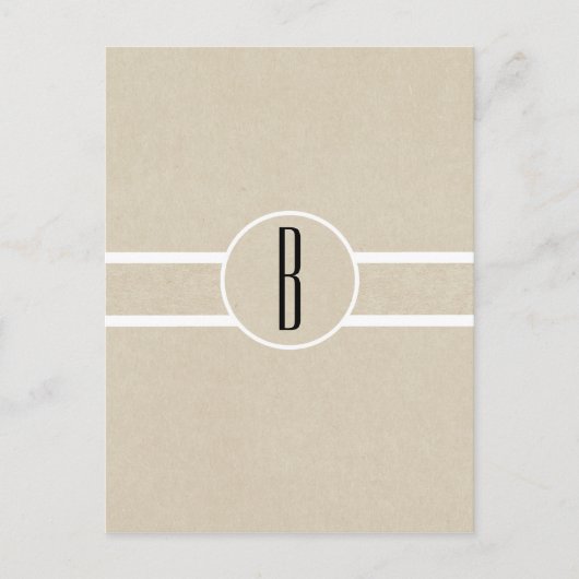 Carte Postale Simple Flyer Mailer Kraft Rustique Monogramme Mini (Devant)