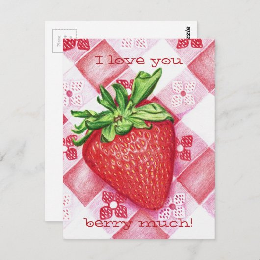 Carte postale simple fraise (Devant / Derrière)