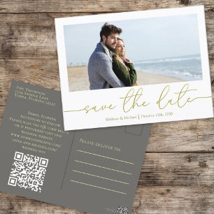 Carte Postale Simple Gold Calligraphie moderne Photo QR Code