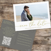 Carte Postale Simple Gold Calligraphie moderne Photo QR Code