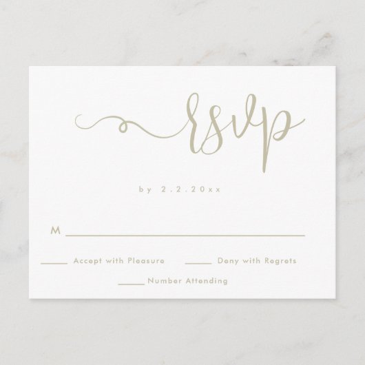 Carte Postale simple Gold Lettering Wedding RSVP C (Devant)