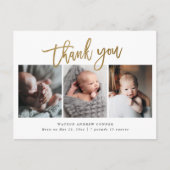 Carte Postale Simple Gold Script 3 Photo Merci bébé (Devant)