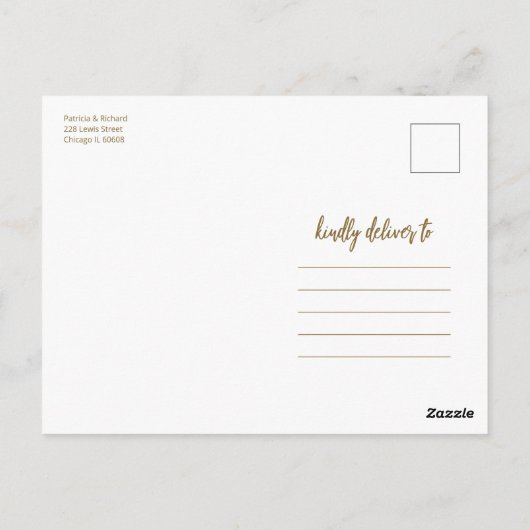 Carte Postale Simple Gold Script Retrouvez-Nous Dans Enregistrer (Dos)