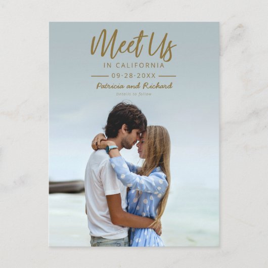 Carte Postale Simple Gold Script Retrouvez-Nous Dans Enregistrer (Devant)