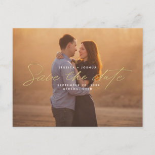 Carte Postale Simple Gold Script superposition photo Enregistrer