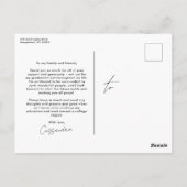 Carte Postale Simple graduation merci photo (Dos)