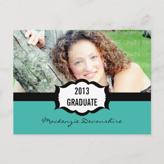 Carte Postale Simple Graduation Party, Turquoise (Devant)