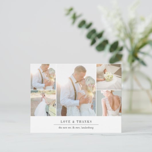 Carte Postale Simple gratitude | Mariage Photo Collage Merci (Debout devant)