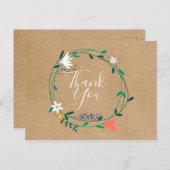 Carte Postale Simple guirlande florale rustique remerciement d'a (Devant / Derrière)