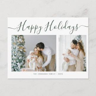 Carte Postale Simple Happy Holidays Family Photo Christmas