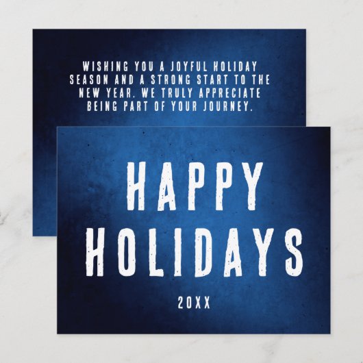 Carte Postale Simple Happy Holidays Logo Blue Gradient (Devant / Derrière)