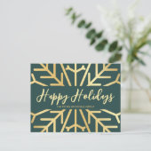 Carte Postale Simple Happy Holidays Snowflake Gold business (Debout devant)