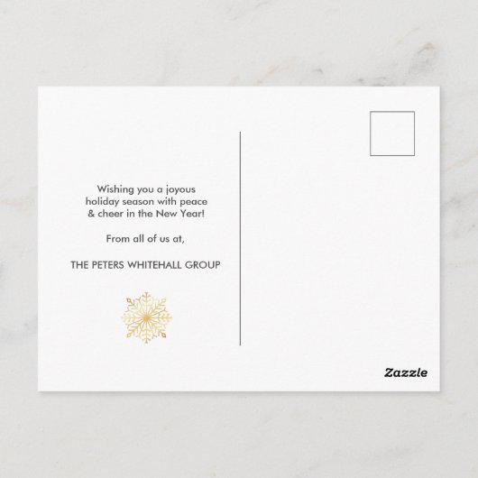 Carte Postale Simple Happy Holidays Snowflake Gold business (Dos)