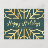 Carte Postale Simple Happy Holidays Snowflake Gold business (Devant)