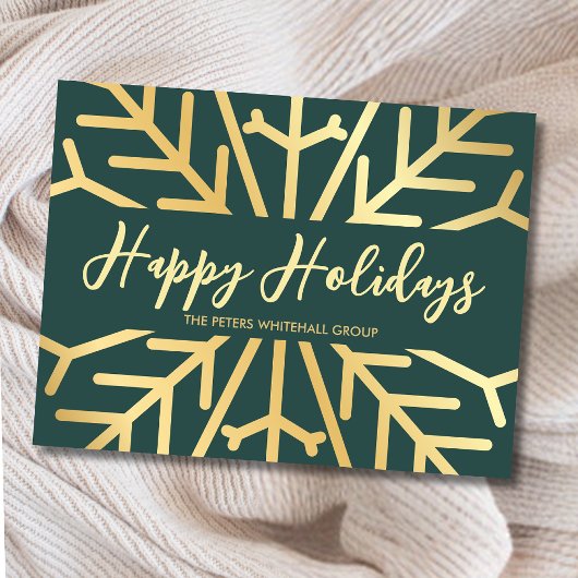Carte Postale Simple Happy Holidays Snowflake Gold business